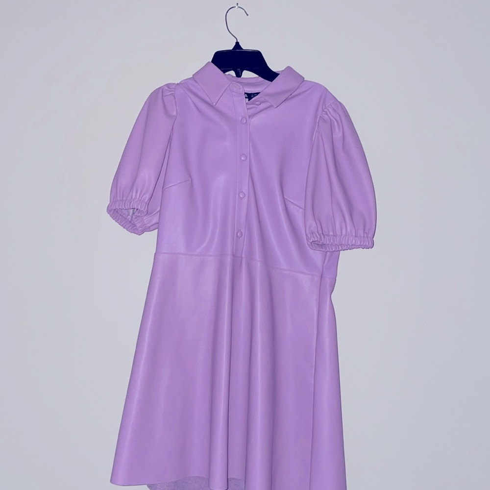 zara lavender false leather dress